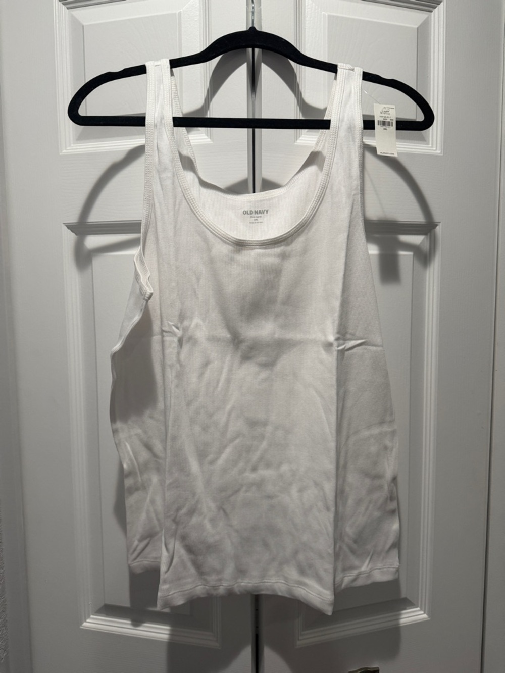 Old Navy White Ribbed Scoop Neck Tank